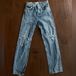 AGOLDE 90’s Pinch Waist High Rise Straight Jeans – Size 25 – Distressed